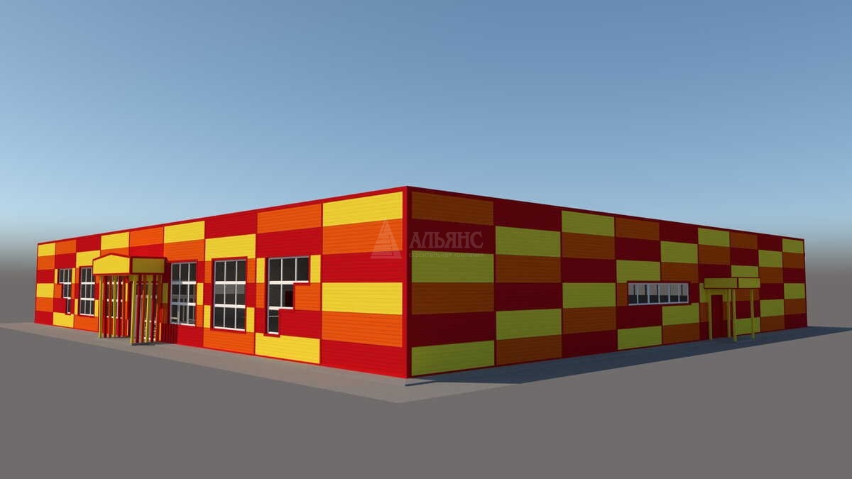 3D визуализация Торговый центр из сэндвич-панелей - фото 2