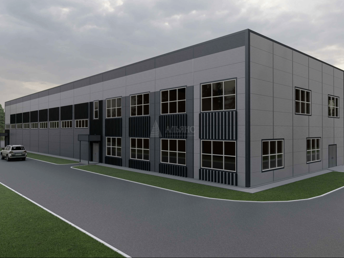 3D визуализация Производственный цех с АБК из сэндвич-панелей - фото 3