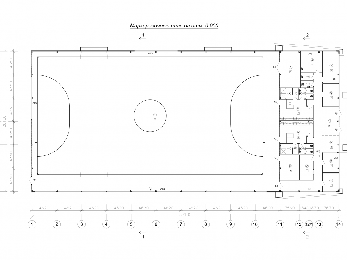 Планировка Здание спортивного назначения из сэндвич-панелей -  фото 1