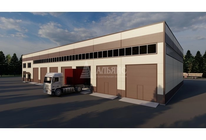 3D визуализация Здание АБК и СТО для фур - фото 1